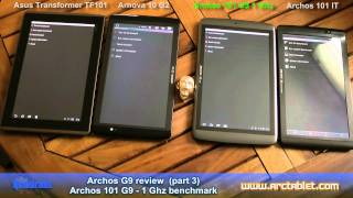 Archos 101 G9 1 GHz benchmarks compared to Asus Transformer Arnova 10G2 Archos 101 IT [upl. by Llezom]