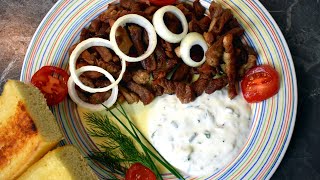 Schnelle Gyrospfanne mit Hausgemachtem Tzatziki [upl. by Llerdnod]