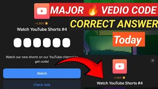 Major Watch YouTube Short 4 Video Code  Major vedio code today । Major New Video Code 19 September [upl. by Audi]