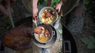 Outdoor Cooking Jamaica Stew Fish  Turn Cornmeal shortsfeed outdoorcooking shorts food [upl. by Edecrem]