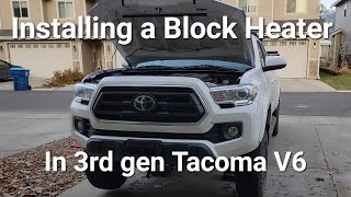 Installing a block heater in a 2020 Toyota Tacoma [upl. by Omoj]