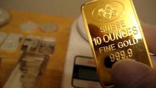 Weighing my 10 troy ounce gold Suisse Pamp [upl. by Abroms]