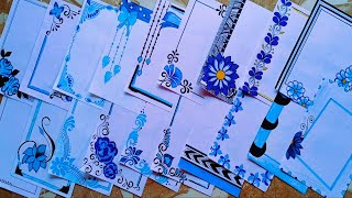 50 BLUE 💙 BORDER DESIGNSPROJECT WORK DESIGNSCORNER AND SIDE BORDER DESIGNSBORDER Poojacreation1 [upl. by Arikaahs]