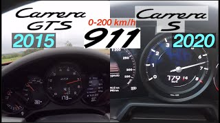 Acceleration Battle  Porsche 911  991 GTS vs 992 Carrera S  2015 vs 2020 [upl. by Kylila149]