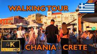 ⁴ᴷ⁶⁰ 🇬🇷 Crete  Chania  Walking Old Town Chania August 2024 4K [upl. by Nylaf]