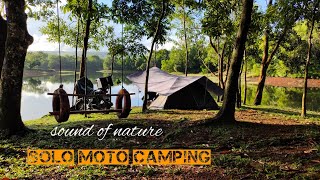 YAMAHA YTX 125cc for solo moto camping silent moto camping  lake side ASMR [upl. by Anoek]