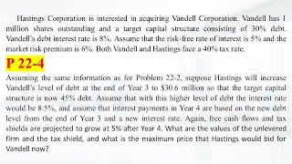 224 suppose Hastings will increase Vandell’s level of debt at the end of Year 3 [upl. by Arema]