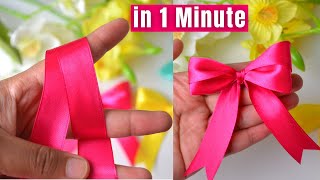 How to make simple easy bow in 1 minute  DIY ribbon bow  Ribbon Hair bow  Double bow with ribbon [upl. by Antonietta]