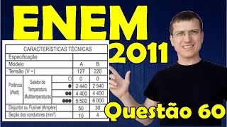 60  ENEM 2011  Física  Eletricidade  Questão 60 resolvida Caderno Azul  Prof Marcelo Boaro [upl. by Springer189]