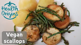 Vegan scallops with samphire  no oil using king oyster mushrooms [upl. by Figone234]