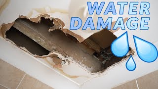 How To Repair a Water Damaged Ceiling After a Leak  Water Damaged Plasterboard  Drywall [upl. by Eidroj]