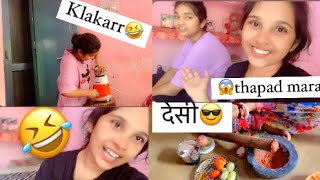 32🫶aaru ne vlog shoot kiya 😂thapad bhi mara mere🤨🙄 [upl. by Franckot]