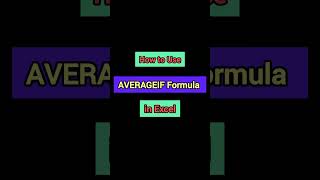 How to use Averageif Formula in Excel shorts exceltricks [upl. by Dinse663]