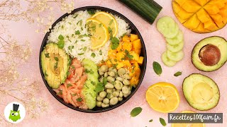 🥑 Poke bowl saumon avocat mangue amp concombre [upl. by Hayashi]