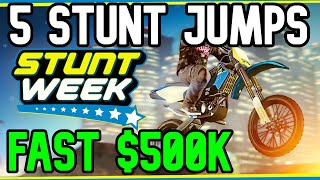 gta 5 500k Stunt Jump Bonus  5 Easy Stunt Jump Locations For Free 500k Reward [upl. by Eleanora]