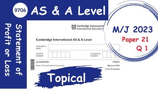 Cambridge AS Level Accounting 9706 Past Paper 21 May June 2023  Statement of Profit or Loss [upl. by Dorison]