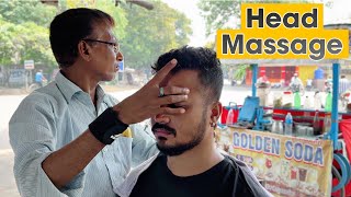 Painkiller Head Massage at buggiest street  Indian Barber amazing massage therapy [upl. by Haras]