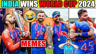 INDIA WINS WORLD CUP 😍 IND vs SA WORLD CUP FINAL 2024 MEMES 😂 [upl. by Corb494]