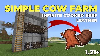 SIMPLE COW FARM Infinite Cooked Beef  Leather Minecraft Bedrock 121  MCPE  XBOX  PS5 [upl. by Aralk]