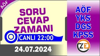 AÖF 24 07 2024 Canlı  Soru Cevap Zamanı  Açıköğretim DGS KPSS YKS Tercih [upl. by Dnalyk]