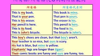 英文基礎文法 16  所有格代名詞用法Basic English Grammar  Possessive amp Possessive pronouns [upl. by Hentrich]