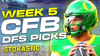 CFB DFS Picks Week 5 Saturday 92824  College Football Daily Fantasy Tips [upl. by Cobb835]