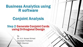 Business Analytics for MBAPGDM Conjoint Analysis using R Step 2 [upl. by Nibbor]