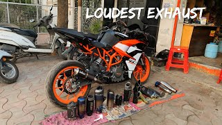 Trying Loudest Exhaust on KTM RC 390  Loudest Exhaust 🔥 [upl. by Ajuna]