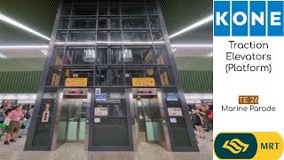 KONE MRL Traction Elevators at Marine Parade MRT Station Platform [upl. by Aredna]