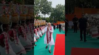 PM Modi arrives to a traditional welcome in Hazaribag Jharkhand  shorts [upl. by Xirtaeb]