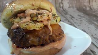 Chorizo Garlic Shrimp Burger Recipe  Episode 446 [upl. by Pillow355]