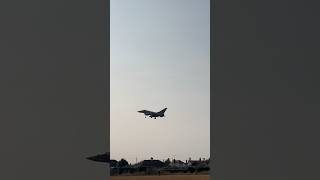 RAF Typhoon returning to Southend Airport following Eastbourne Airshow [upl. by Annoyk]