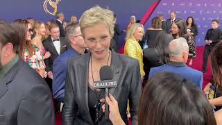 Jane Lynch on OMITB PostMortem Appearances amp Bonding with Steve Martin at the 76th Emmys [upl. by Watters]