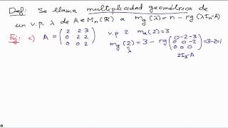 Mate I 215 Diagonalización Parte V Multiplicidad geométrica [upl. by Eniruam]