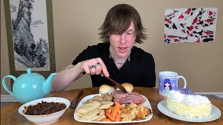 Easter Dinner Leftovers Mukbang [upl. by Aiynat908]