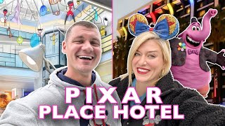 We Stayed At Disneys NEWEST Hotel Pixar Place In Disneyland  Bing Bong Room Tour Food Review [upl. by Anyahc]