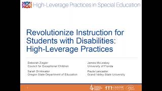 Revolutionize Instruction for Students with Disabilities HighLeverage Practices [upl. by Bernardo]