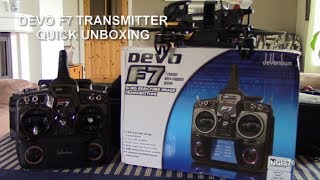 DEVO F7 TRANSMITTER QUICK UNBOXING amp A LOOK AT DEVO 7 FPV GOGGLES amp WALKERA F210 RACE DRONE [upl. by Naesar903]