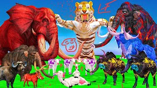 Woolly Mammoth vs 10 Big Zombie Bulls vs 10 Big Zombie Bull Attacks [upl. by Tucky]