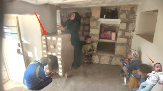 Nomadic life finishing the beautiful fireplace by the master and heating the cave room [upl. by Ofelia411]