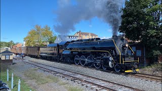 Reading amp Northern 2102 Steam Train Rolls Out of Cressona Yard w 50Car Loaded Coal Drag 92322 [upl. by Darin]