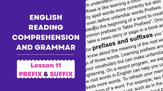 English Comprehension amp Grammar  Affixes  Prefix amp Suffix  Lesson 11 [upl. by Blim]