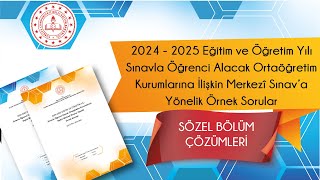 Merkezî Sınava Yönelik Örnek Sorular Çözümleri 2024  2025  SÖZEL BÖLÜM [upl. by Eceinhoj297]