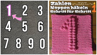 1   Zahlen Noppen häkeln  Schritt für Schritt  Anleitung  Babydecke  Babynamen  DIY [upl. by Dhiren]