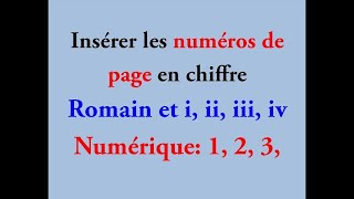 Pagination Numérotation fichier document Word en chiffre romain et arabe [upl. by Brig]