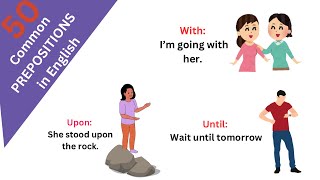 Mastering English Prepositions 50 Common Prepositions with Examples [upl. by Nirual]