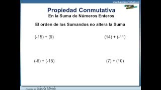 NÚMEROS ENTEROS Propiedades de Suma Propiedad Conmutativa [upl. by Nnyltiak]