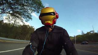 Iron Man Custom Motorcycle Helmet on YAMAHA R1 GoPro Hero HD [upl. by Westfall]