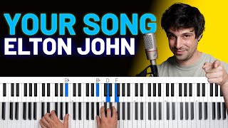 How To Play quotYour Songquot by Elton John Piano Tutorial  Chord Chart [upl. by Nitsirc]