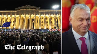 Orban booed as Georgian protesters dispute rigged election [upl. by Walrath]